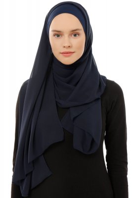 Alara Plain - Navy Blue One Piece Chiffon Hijab