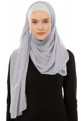 Alara Plain - Light Grey One Piece Chiffon Hijab