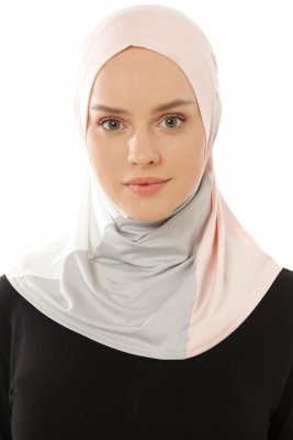 Esin - Dusty Pink & Light Grey & Creme One-Piece Hijab