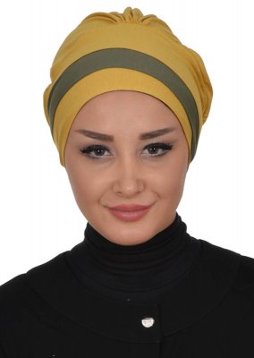 Elsa - Mustard & Khaki Cotton Turban