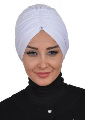 Wilma - White Cotton Turban - Ayse Turban