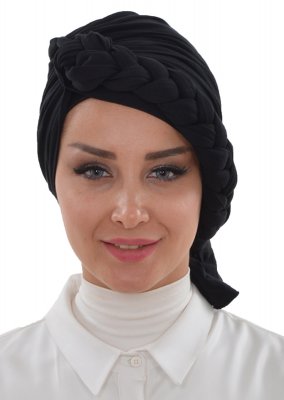 Theresa - Black Cotton Turban - Ayse Turban