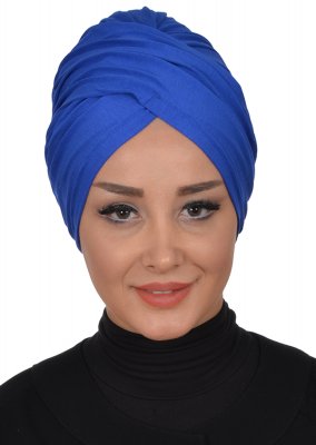 Fiona - Blue Cotton Turban - Ayse Turban