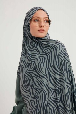 Hafiz - Navy Blue Patterned Hijab