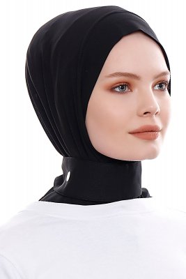 Narin - Black Practical One Piece Crepe Hijab