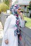 Beyza - Pink & Blue Patterned Hijab - Sal Evi