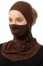 Damla - Brown Ninja Hijab Mask Underscarf