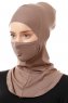 Damla - Dark Taupe Ninja Hijab Mask Underscarf