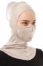 Damla - Light Taupe Ninja Hijab Mask Underscarf