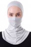 Damla - Light Grey Ninja Hijab Mask Underscarf