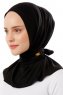 Sportif Plain - Black & Gold Practical Viskos Hijab