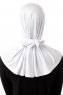 Sportif Plain - White Practical Viskos Hijab