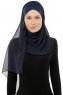 Alara Cross - Navy Blue One Piece Chiffon Hijab