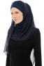Alara Cross - Navy Blue One Piece Chiffon Hijab