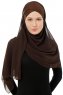 Alara Cross - Brown One Piece Chiffon Hijab