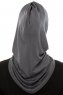 Isra Plain - Dark Grey One-Piece Viskos Hijab