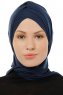 Isra Cross - Navy Blue One-Piece Viskos Hijab