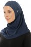 Hanfendy Plain Logo - Navy Blue One-Piece Hijab