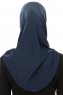 Hanfendy Plain Logo - Navy Blue One-Piece Hijab