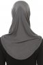Hanfendy Plain Logo - Dark Grey One-Piece Hijab