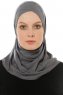 Hanfendy Cross Logo - Dark Grey One-Piece Hijab