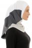 Esin - White & Light Grey & Anthracite One-Piece Hijab