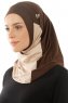 Esin - Brown & Light Taupe & Dark Taupe One-Piece Hijab