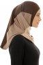 Esin - Brown & Light Taupe & Dark Taupe One-Piece Hijab