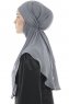 Ebrar - Dark Grey Crepe Chiffon Al Amira Hijab