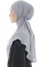 Ebrar - Light Grey Crepe Chiffon Al Amira Hijab