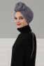 Amy - Grey Cotton Turban - Ayse Turban
