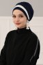 Elsa - Navy Blue & Creme Cotton Turban