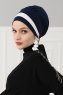 Elsa - Navy Blue & Creme Cotton Turban