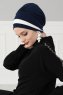 Elsa - Navy Blue & Creme Cotton Turban