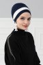 Elsa - Navy Blue & Creme Cotton Turban