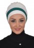 Elsa - Creme & Dark Green Cotton Turban