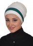 Elsa - Creme & Dark Green Cotton Turban
