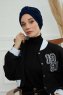 Laura - Navy Blue Cotton Turban