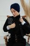 Laura - Navy Blue Cotton Turban