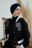 Laura - Navy Blue Cotton Turban