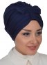 Agnes - Navy Blue Cotton Turban - Ayse Turban