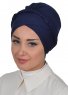 Olivia - Navy Blue Cotton Turban - Ayse Turban