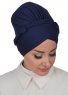 Olivia - Navy Blue Cotton Turban - Ayse Turban