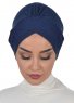 Molly - Navy Blue Lace Cotton Turban