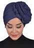 Kerstin - Navy Blue Cotton Turban - Ayse Turban