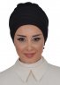 Monica - Black Cotton Turban - Ayse Turban