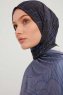 Fadime - Navy Blue Patterned Hijab
