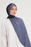 Fadime - Navy Blue Patterned Hijab