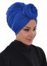 Amy - Blue Cotton Turban - Ayse Turban