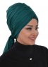 Amy - Dark Green Cotton Turban - Ayse Turban